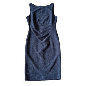 ELIZA J midnight blue glitter bodycon below knee evening party dress size 12
